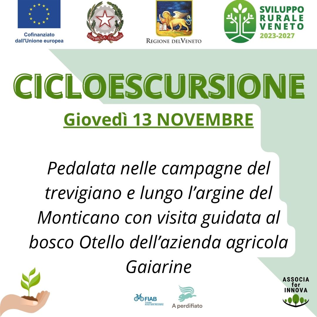 Pedalata nelle campagne del Trevigiano e lungo l’argine del Monticano con visita guidata al bosco Otello dell’azienda agricola Gaiarine
